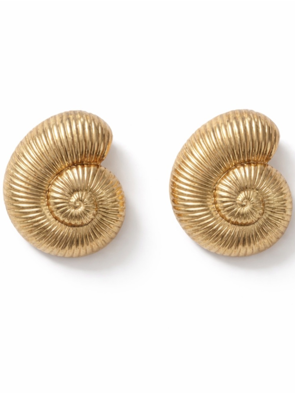 Gold Shell Spiral Statement Earrings
